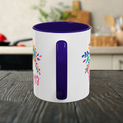 Be Happy Floral Mug — Colorful 11oz & 15oz Ceramic Coffee Mug