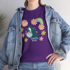 Earth Day Cute Floral Graphic Tee — "Earth Day" Cute Planet & Flowers T-Shirt