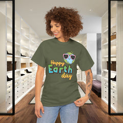 Earth Day T-Shirt — "Happy Earth Day" Cute Earth with Sunglasses Eco Graphic Tee