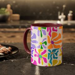 Colorful Floral Pattern Mug — Bright Retro Daisy Coffee Cup (11oz & 15oz)