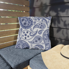 Reversible Blue Floral Paisley Outdoor Pillows