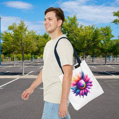 Vibrant Floral Tote Bag, Colorful Flower Design,