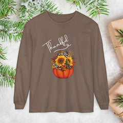 Thankful Floral Pumpkin Long Sleeve T-Shirt,