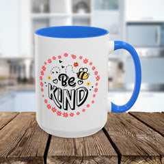 Be Kind Bee Mug — Floral Cute Inspirational Coffee Cup (11oz & 15oz)