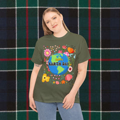 Earth Day Floral Tee — "Happy Earth Day" Graphic T-Shirt