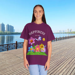 Cheerful Flower Graphic T-Shirt, Happiness Tee,