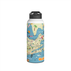 Orange Beach Colorful Coastal Map Water Bottle