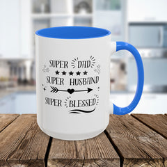 Super Dad Super Husband Super Blessed Coffee Mug — Father's Day Gift (11oz/15oz)