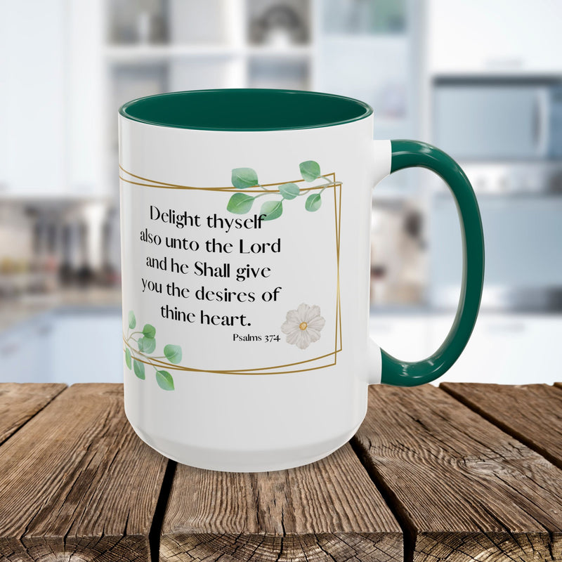 Inspirational Psalm 37:4 Floral Coffee Mug (11oz, 15oz)