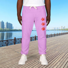 Red Hearts Printed Fleece Sweatpants - Unisex Lounge Pants,