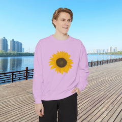 Sunflower Unisex Garment-Dyed Sweatshirt - Cozy Floral Pullover for Spring, Gifts, Stylish Casual Wear, Eco-Friendly Apparel