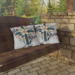 He Arose Outdoor Pillow — Floral Cross Easter Decorative Cushion
