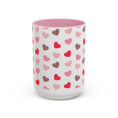 Heart Pattern Coffee Mug — Cute Pink & Red Hearts Ceramic Mug (11oz/15oz)