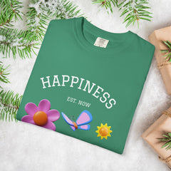 Cheerful Flower Graphic T-Shirt, Happiness Tee,