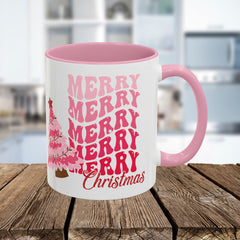 Pink Merry Merry Merry Christmas Mug
