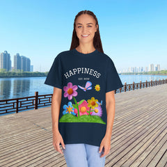 Cheerful Flower Graphic T-Shirt, Happiness Tee,
