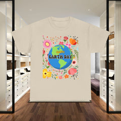 Earth Day Floral Tee — "Happy Earth Day" Graphic T-Shirt