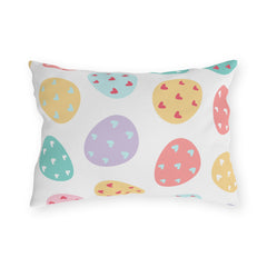 Easter Egg Pattern Outdoor Pillow — Pastel Hearts Patio Cushion