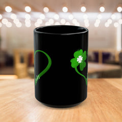 St. Patrick's Day Clover Heart Black Coffee Mug – Lucky Shamrock 11oz/15oz