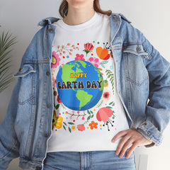 Earth Day Floral Tee — "Happy Earth Day" Graphic T-Shirt