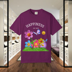Cheerful Flower Graphic T-Shirt, Happiness Tee,
