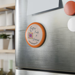 Peach Round Button Magnet – “Epic Finds & Designs” Floral Logo Refrigerator Magnet