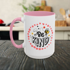 Be Kind Bee Mug — Floral Cute Inspirational Coffee Cup (11oz & 15oz)