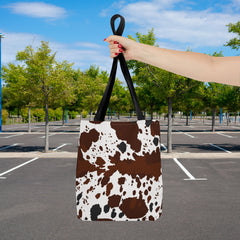 Chic Cow Print Tote Bag, Stylish Reusable Shopping Tote,