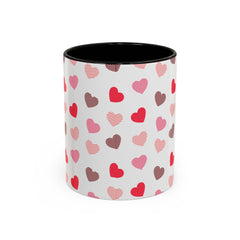 Heart Pattern Coffee Mug — Cute Pink & Red Hearts Ceramic Mug (11oz/15oz)