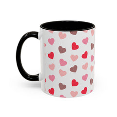 Heart Pattern Coffee Mug — Cute Pink & Red Hearts Ceramic Mug (11oz/15oz)