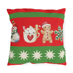 Snowman & Gingerbread Throw Pillow