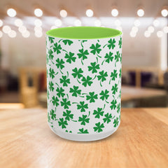 Shamrock Pattern Coffee Mug — St. Patrick’s Day Green Clover Ceramic Mug (11oz & 15oz)