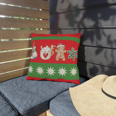 Snowman & Gingerbread Throw Pillow