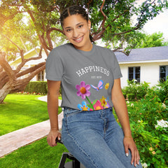 Cheerful Flower Graphic T-Shirt, Happiness Tee,