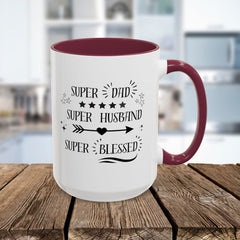 Super Dad Super Husband Super Blessed Coffee Mug — Father's Day Gift (11oz/15oz)