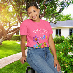 Cheerful Flower Graphic T-Shirt, Happiness Tee,
