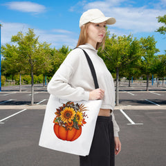 Autumn Floral Tote Bag, Pumpkin Harvest Bag,