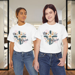 He Rose Floral Cross T‑Shirt — Christian Easter Faith Tee