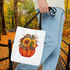 Autumn Floral Tote Bag, Pumpkin Harvest Bag,