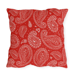 Reversible Red Paisley Outdoor Pillows