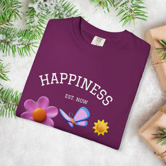 Cheerful Flower Graphic T-Shirt, Happiness Tee,