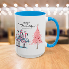Colorful Holiday Mug, Christmas Flamingo Design
