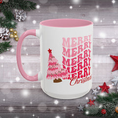 Pink Merry Merry Merry Christmas Mug