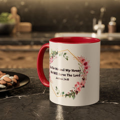 Joshua 24:15 Floral Faith Mug — "As for Me and My House, We Will Serve the Lord" (11oz/15oz)