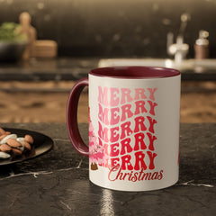 Pink Merry Merry Merry Christmas Mug