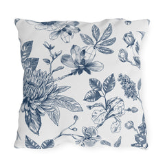 Reversible Blue Floral Paisley Outdoor Pillows