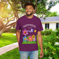 Cheerful Flower Graphic T-Shirt, Happiness Tee,