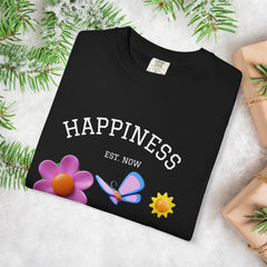 Cheerful Flower Graphic T-Shirt, Happiness Tee,