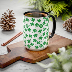 Shamrock Pattern Coffee Mug — St. Patrick’s Day Green Clover Ceramic Mug (11oz & 15oz)
