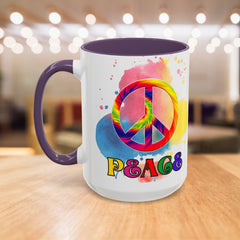 Colorful Peace Mug with Tie-Dye Design, Various Colors & Sizes